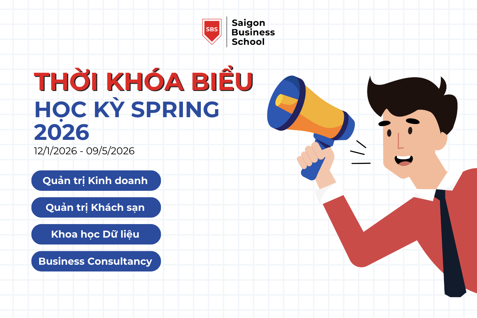 Thời Khóa Biểu Học Kỳ Spring 2026 (12/1/2026 - 09/5/2026)