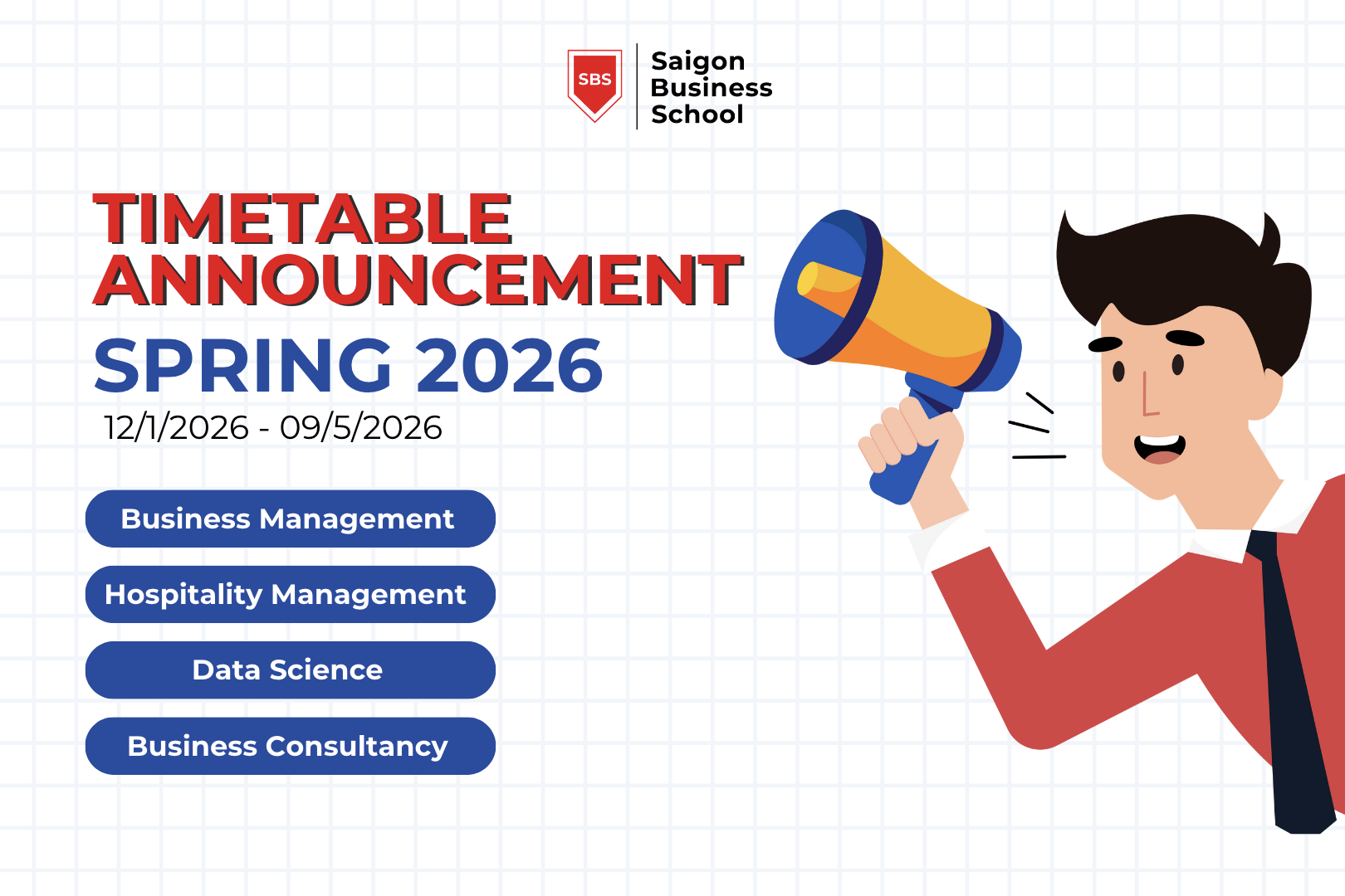 Important Announcement: Spring 2026 Semester Timetable (12/1/2026 - 09/5/2026)