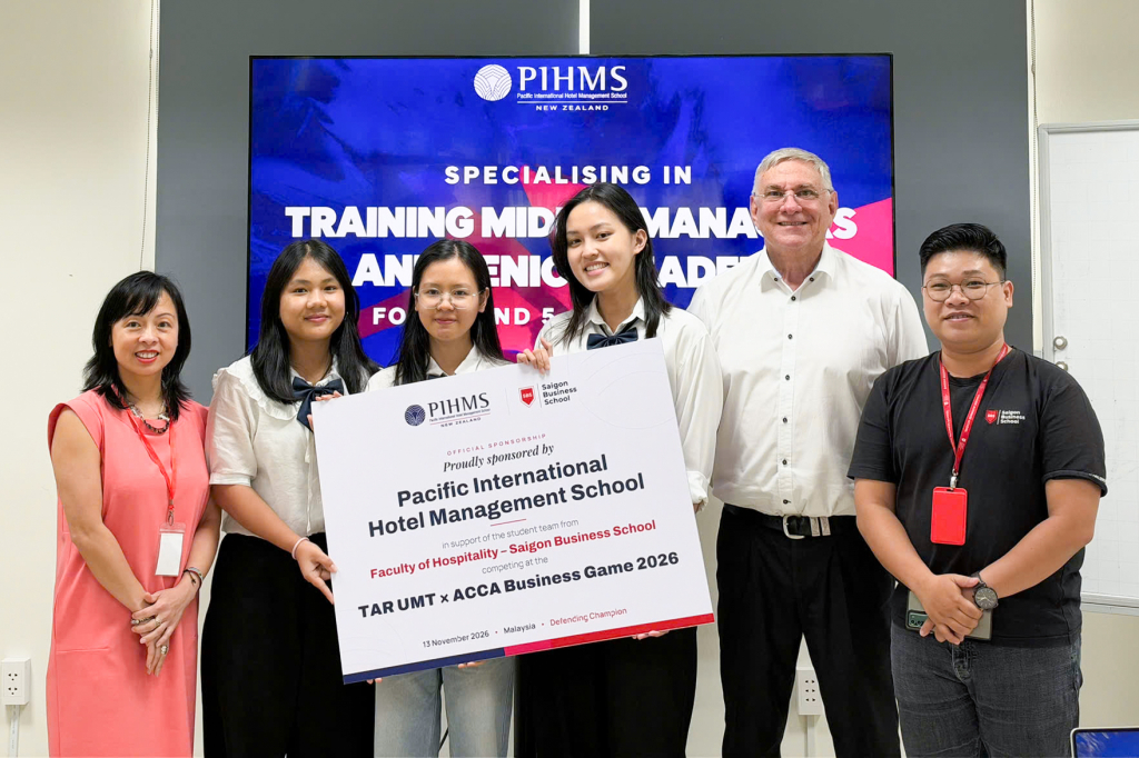 SBS và P.I.H.M.S (New Zealand) hợp tác đào tạo ngành Hospitality, đồng hành cùng đội tuyển sinh viên tại TAR UMT × ACCA Business Game 2026